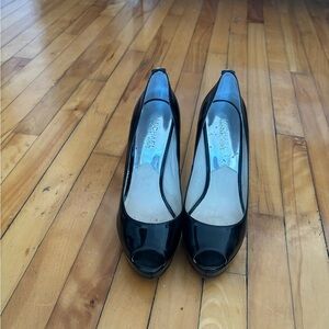 Michael Kors Glossy Black Peep Toe Heels